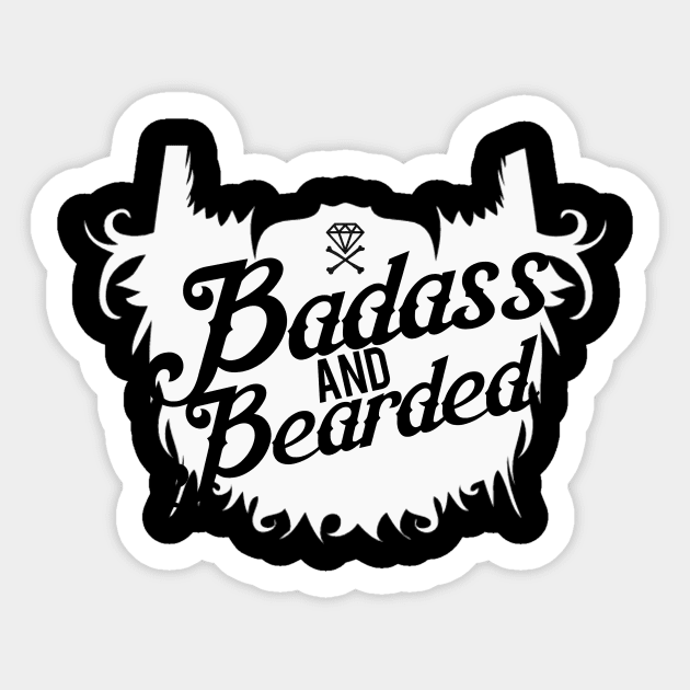 Badass & Bearded Sticker by DIAMONDSANDCROSSBONES